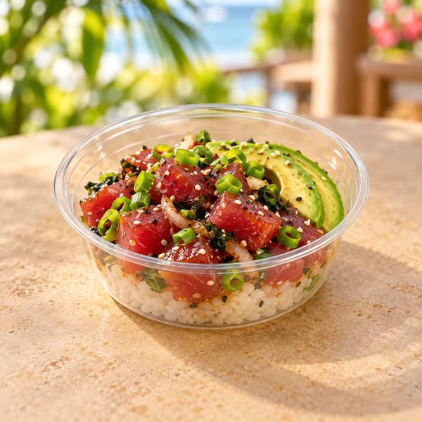 8 oz PLA Clear Poke Bowl, Plant-Based Bioplastic, Disposable