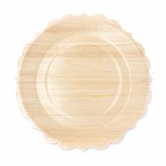 (New Item-Coming soon) Natural Wood Scalloped Rim Serving Plate