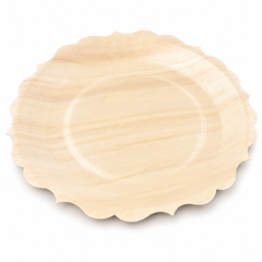 (New Item-Coming soon) Natural Wood Scalloped Rim Serving Plate