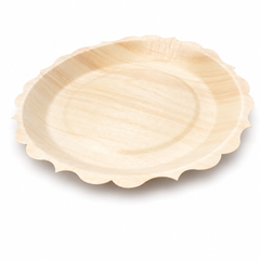 (New Item-Coming soon) Natural Wood Scalloped Rim Serving Plate