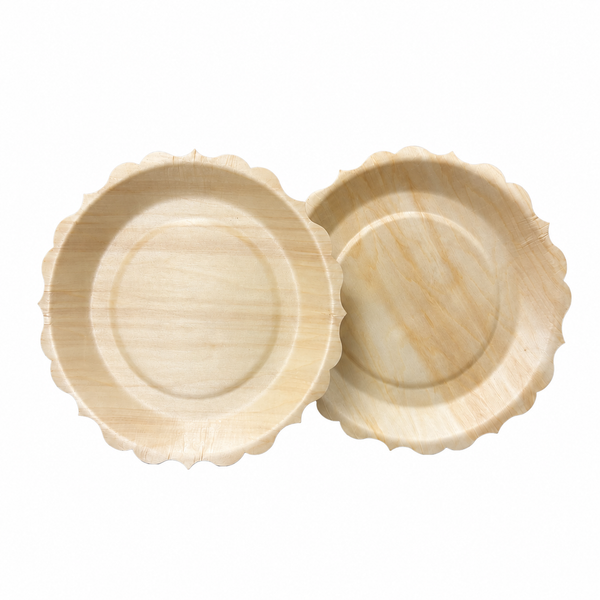 (New Item-Coming soon) Natural Wood Scalloped Rim Serving Plate