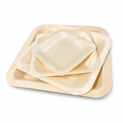 (New Item-Coming soon) Natural Wood Square Plates (4 size)