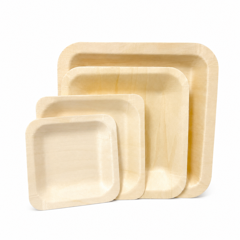 (New Item-Coming soon) Natural Wood Square Plates (4 size)