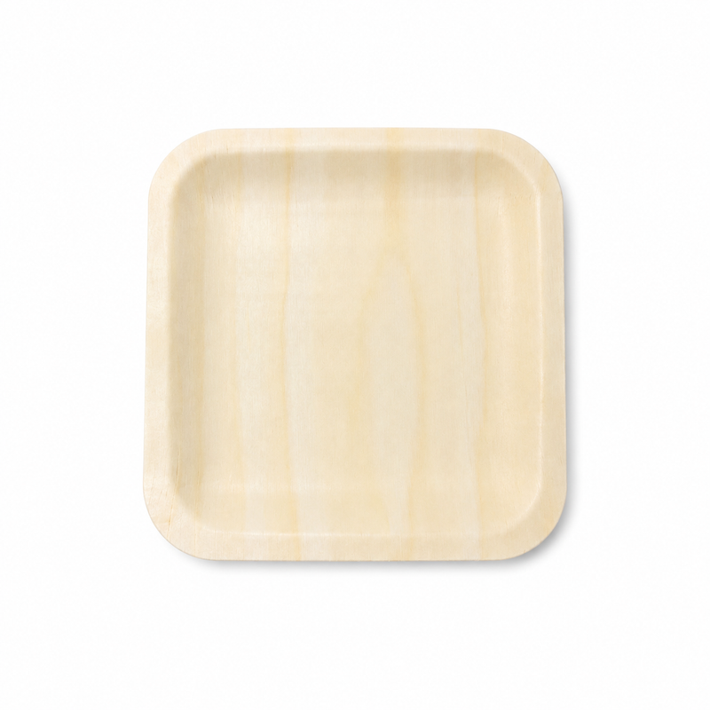 (New Item-Coming soon) Natural Wood Square Plates (4 size)