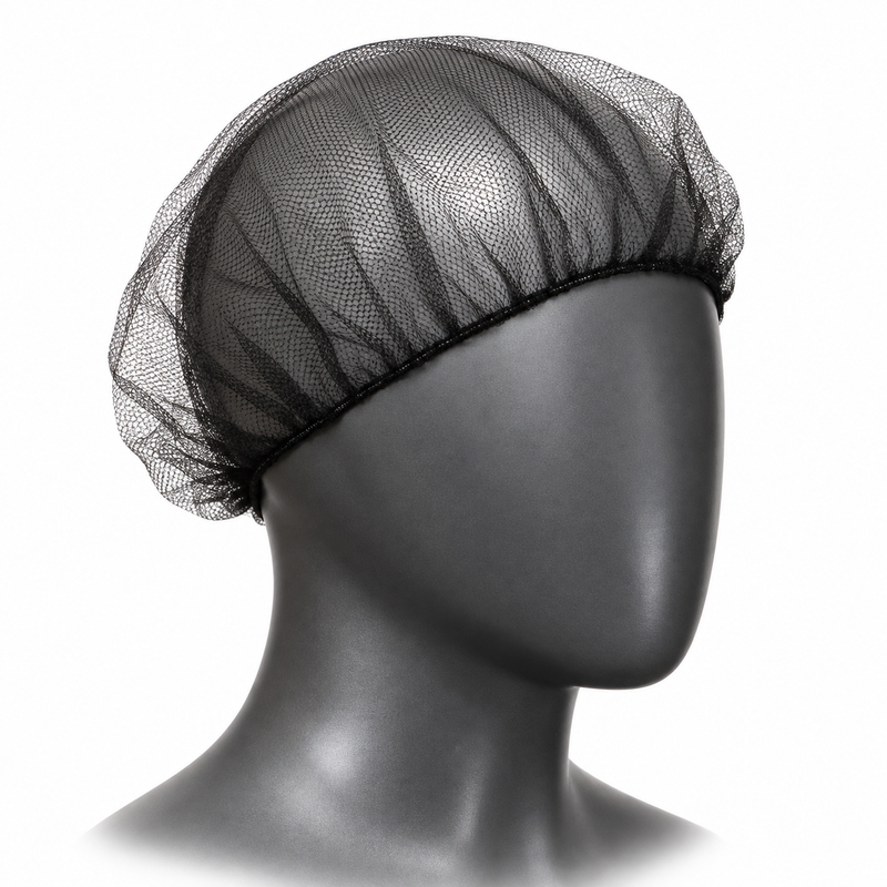 [Hawaii Foodware] 24-Inch Nylon Hairnets, Black, Reusable, 144 Count