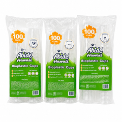 (PLA) Bioplastic Cup 12oz, 16oz and 24oz U bottom (10PK/100CT), BPI Certified, hold temperatures up to 105°F (40°C)
