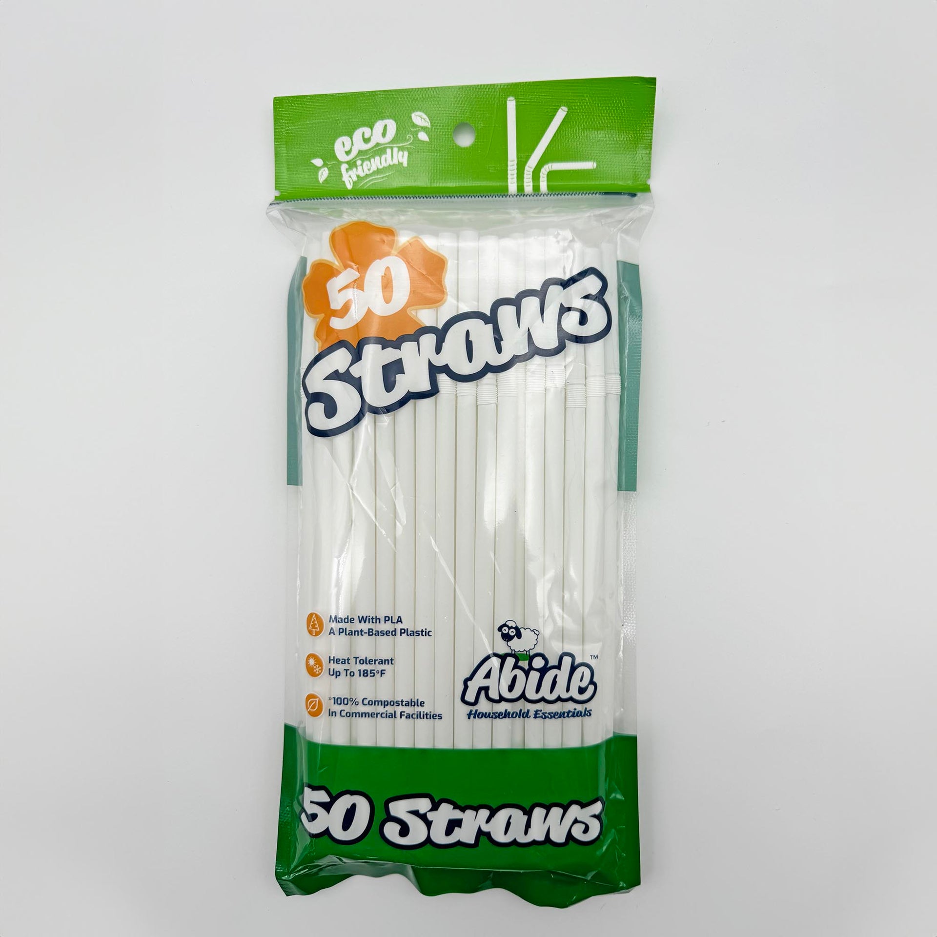 plant based plastic straws Bioplastic Flexible Straw .24"x8.3", White – Abide Hawaii