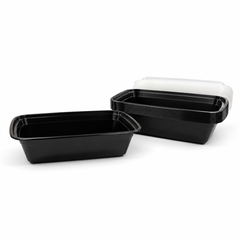 [Hawaii Foodware] 38 oz Microwavable Rectangular Food Containers with Lids, Black, 50 Sets