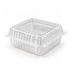 [Hawaii Foodware] PS 5.5 x 5.5 in, Hinged Food Containers, Clear, 125 Count