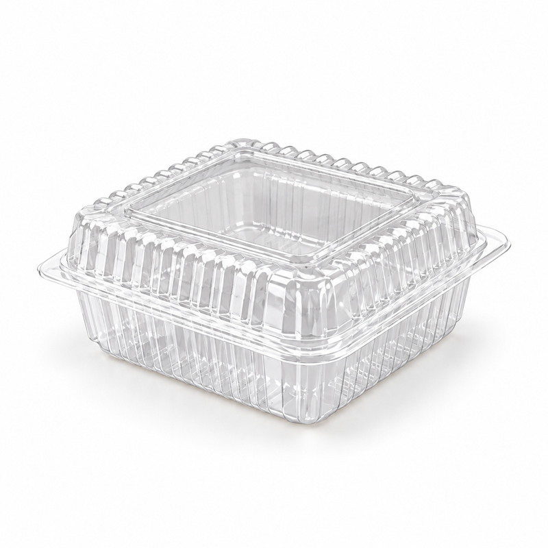 [Hawaii Foodware] PS 5.5 x 5.5 in, Hinged Food Containers, Clear, 125 Count