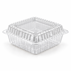 [Hawaii Foodware] PS 6 x 6 in, Hinged Food Containers, Clear, 125 Count