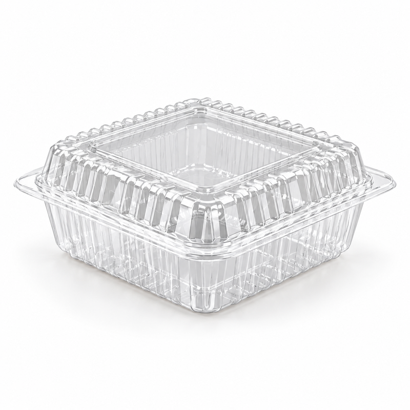 [Hawaii Foodware] PS 6 x 6 in, Hinged Food Containers, Clear, 125 Count