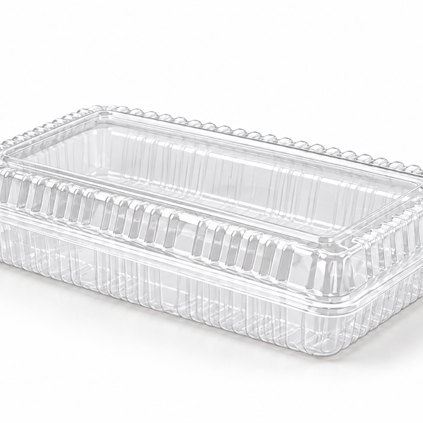 [Hawaii Foodware] PS 7.5 x 5 in, Hinged Food Containers, Clear, 100 Count