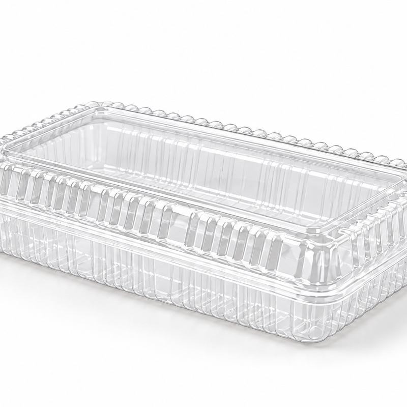 [Hawaii Foodware] PS 7.5 x 5 in, Hinged Food Containers, Clear, 100 Count