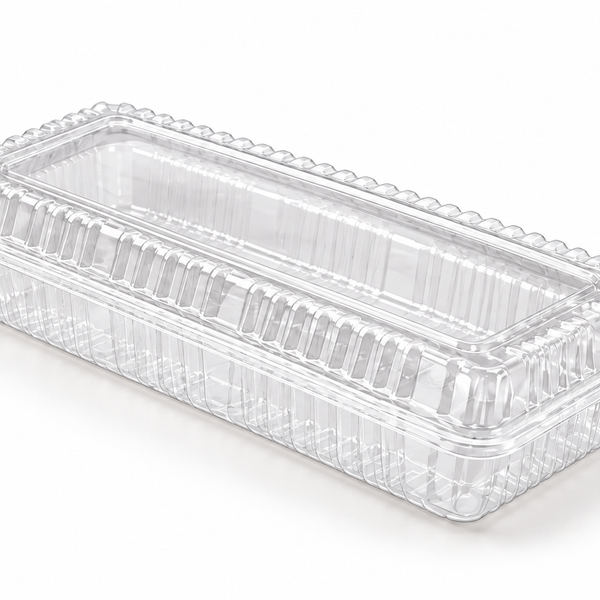 [Hawaii Foodware] PS 8.5 x 3.3 in, Hinged Food Containers, Clear, 100 Count