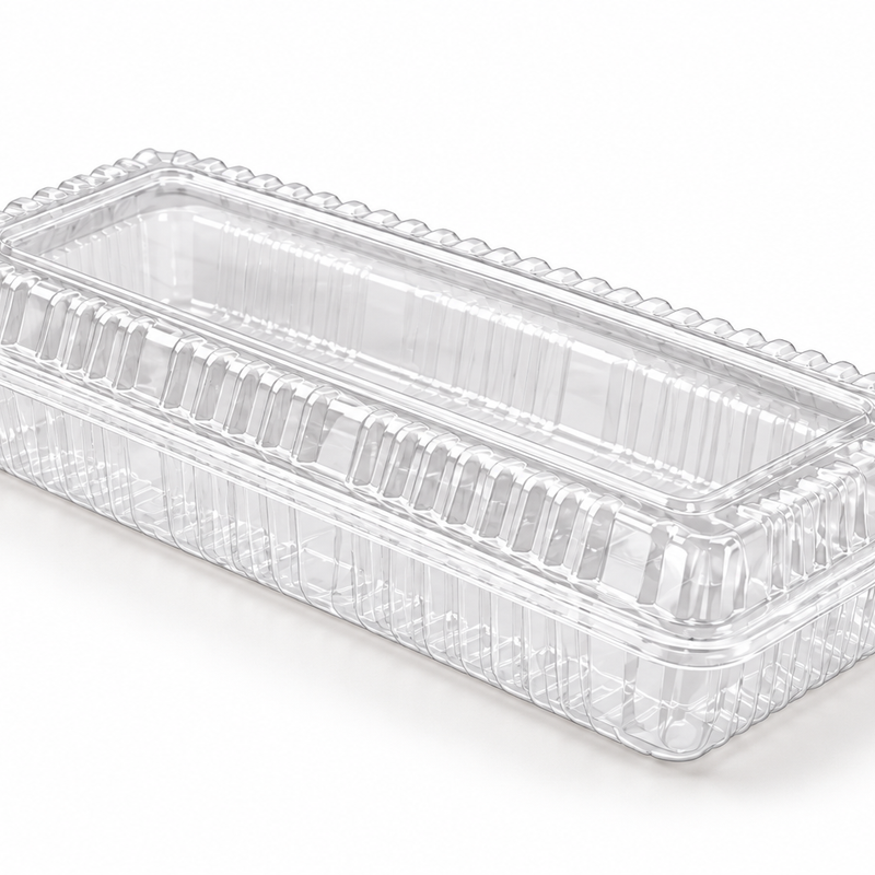 [Hawaii Foodware] PS 8.5 x 3.3 in, Hinged Food Containers, Clear, 100 Count