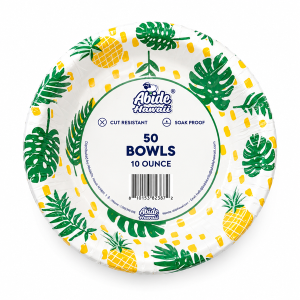 Paper Bowl 10oz Island Vibes (Pineapple & Monstera Design)