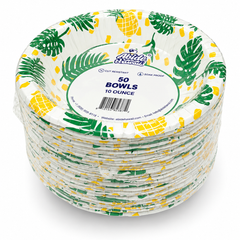 Paper Bowl 10oz Island Vibes (Pineapple & Monstera Design)