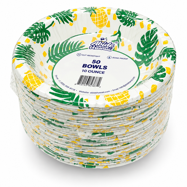 Paper Bowl 10oz Island Vibes (Pineapple & Monstera Design)