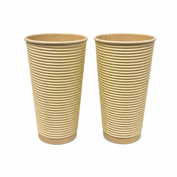 Paper Ripple/Double Wall Cup 8oz, 100% Bamboo Fiber, Neutral Color, Hot/Cold Friendly, To-Go Ready, Compostable