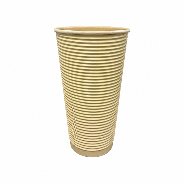 Paper Ripple/Double Wall Cup 8oz, 100% Bamboo Fiber, Neutral Color, Hot/Cold Friendly, To-Go Ready, Compostable