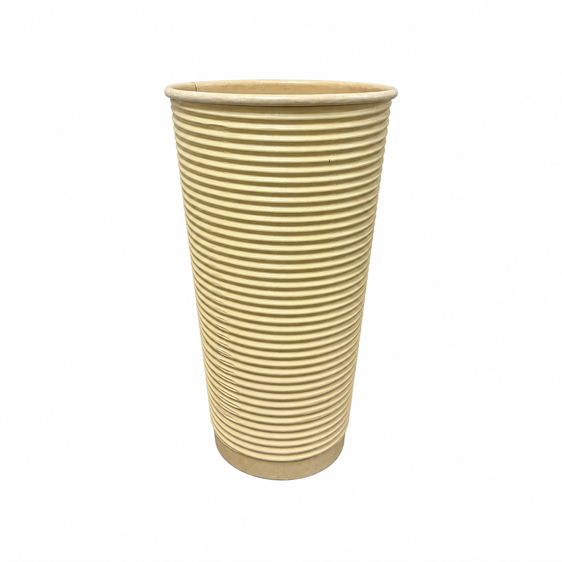 Paper Ripple/Double Wall Cup 8oz, 100% Bamboo Fiber, Neutral Color, Hot/Cold Friendly, To-Go Ready, Compostable