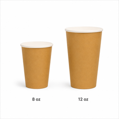 Paper Single Wall Cup (8oz, 12oz) 100% Bamboo Fiber, Neutral Color, For Coffee/Tea/Juice, Hot/Cold Friendly, Compostable