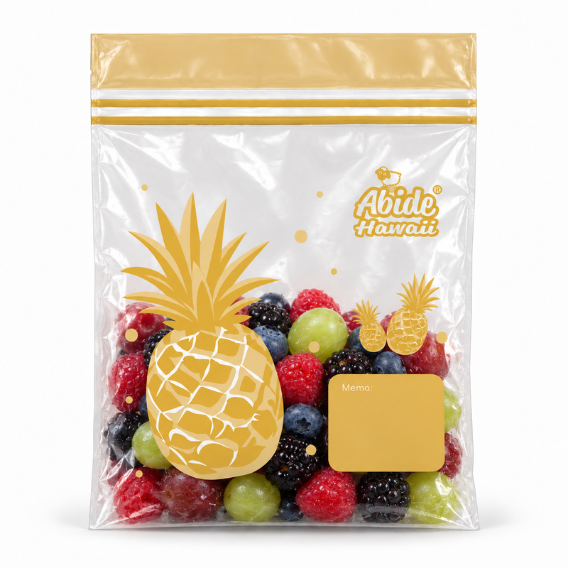 (Household Essential) Pineapple Quart Storage, Reusable Double Zipper, Food Storage Bags (24PK/25CT)