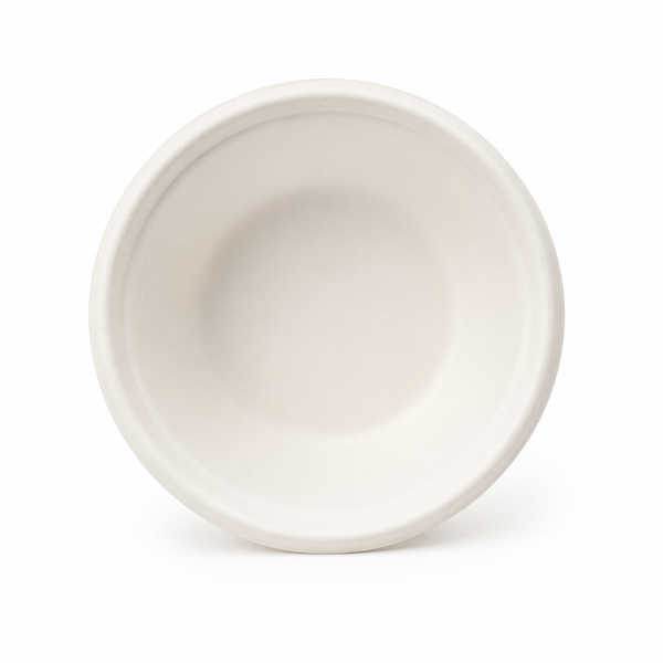 Plant Fiber Round Bowl (2 sizes), Sugarcane Bagasse/Bamboo Fiber, White Color, Heavy Duty, Compostable
