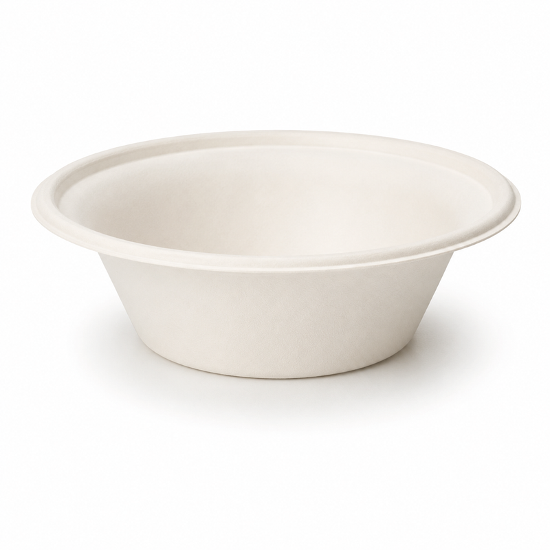Plant Fiber Round Bowl (2 sizes), Sugarcane Bagasse/Bamboo Fiber, White Color, Heavy Duty, Compostable