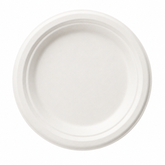Plant Fiber Round Plate (3 sizes), Sugarcane Bagasse/Bamboo Fiber, White Color, Heavy Duty, Compostable