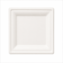 Plant Fiber Square Plate (3 sizes), Sugarcane Bagasse/Bamboo Fiber, White Color, Heavy Duty, Compostable