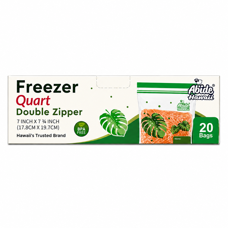 (Household Essential) Monstera Quart Freezer, Reusable Double Zipper, Food Storage Bags