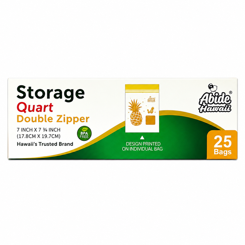 (Household Essential) Pineapple Quart Storage, Reusable Double Zipper, Food Storage Bags