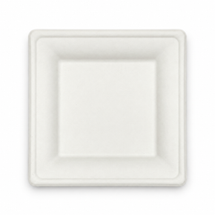 Plant Fiber 3 Sizes Square Plate, White Color, Heavy Duty, Compostable