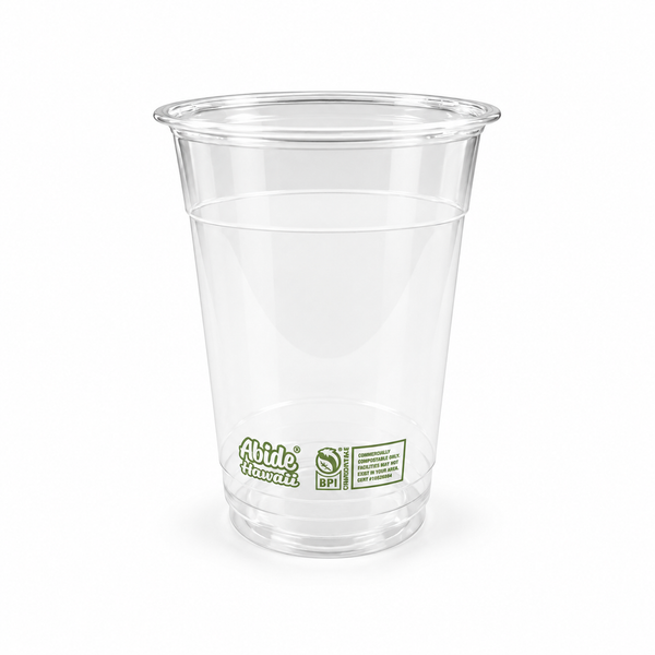 (PLA) 16 oz Cold Cups, Bioplastic, Commercially Compostable, 12 Count