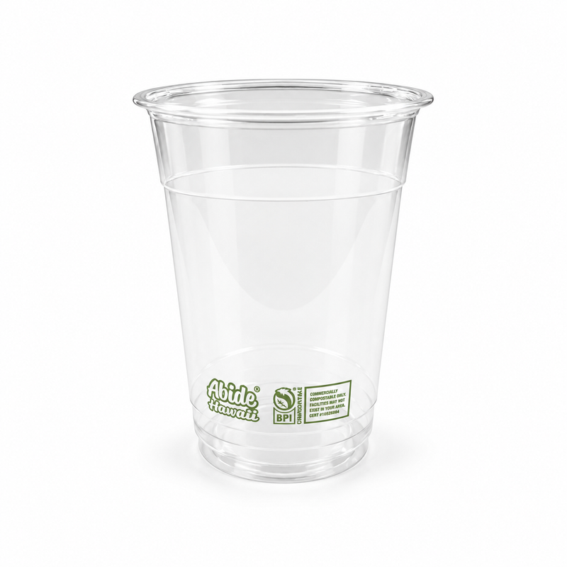(PLA) 16 oz Cold Cups, Bioplastic, Commercially Compostable, 12 Count