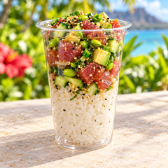 32 oz PLA Clear Poke Bowl, Plant-Based Bioplastic, Disposable