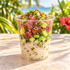 24 oz PLA Clear Poke Bowl, Plant-Based Bioplastic, Disposable