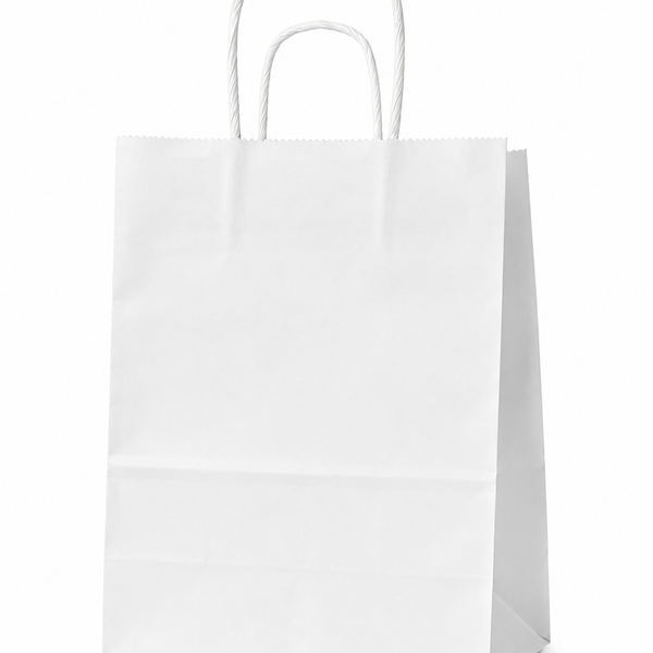 Paper White Bag  (Small)  7x4x8 Twist handle (4PK/50CT)
