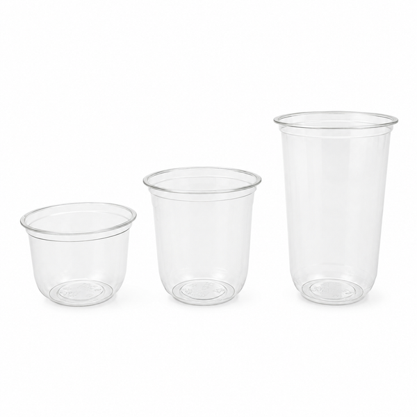(PLA) Bioplastic Cup 12oz, 16oz and 24oz Rounded bottom (10PK/100CT), BPI Certified, hold temperatures up to 105°F (40°C)