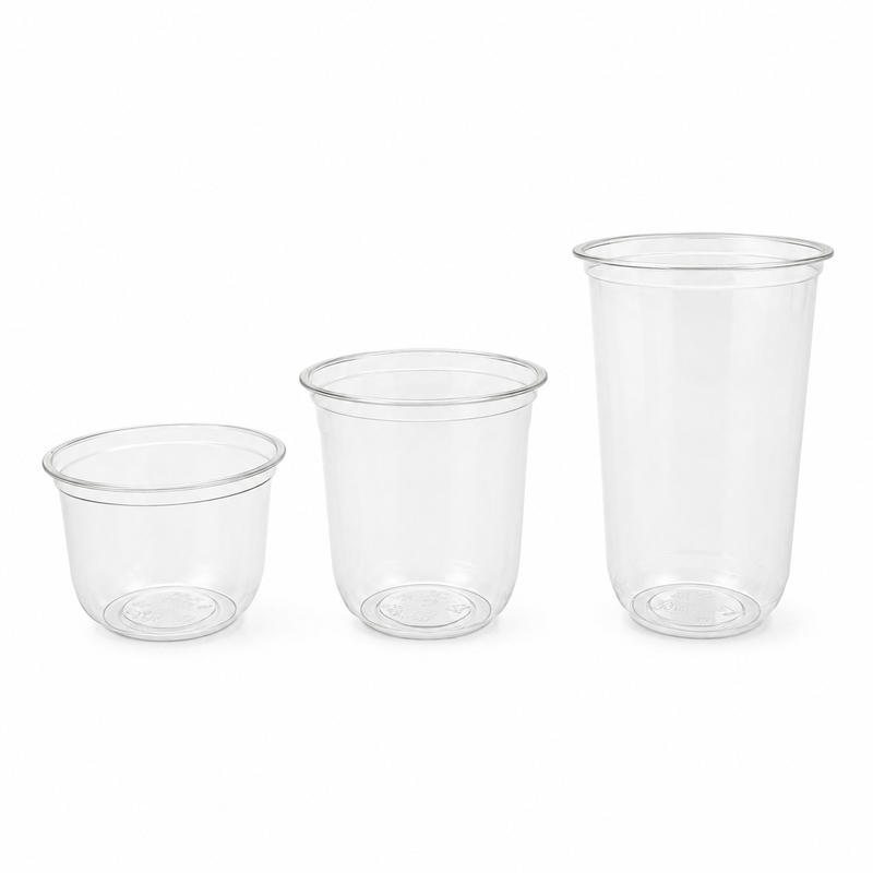 (PLA) Bioplastic Cup 12oz, 16oz and 24oz Rounded bottom (10PK/100CT), BPI Certified, hold temperatures up to 105°F (40°C)